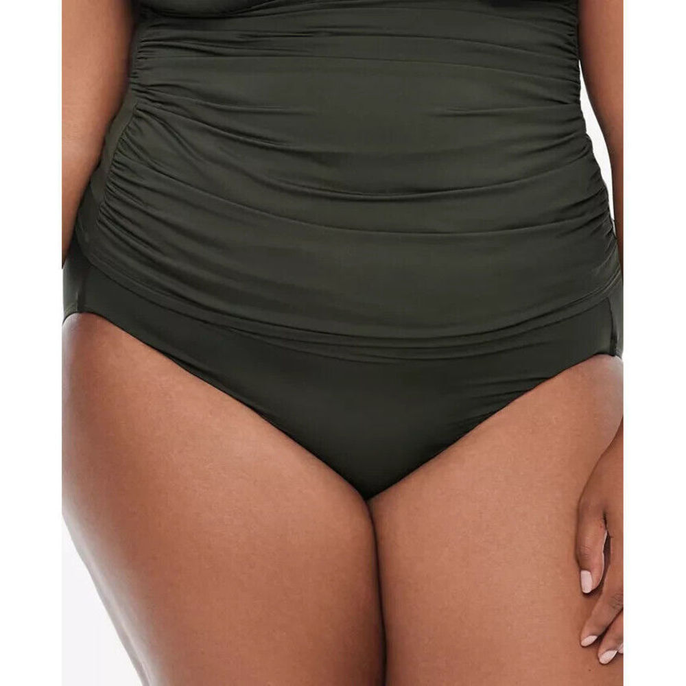 Lauren Ralph Lauren Plus Size Shirred High-Waist Swim Bottoms Black Size 20 20W